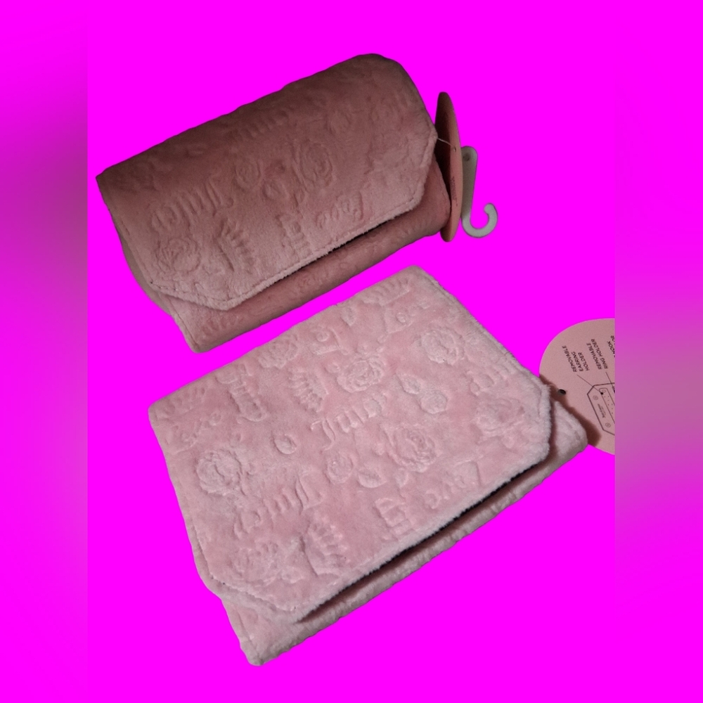 Juicy Couture Matching Light Pink Velour Cosmetic/Jewelry Organizer 2pc Set